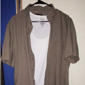 Frosted Melange Shirt Banana Republic Brown L Slim Fit Button Down